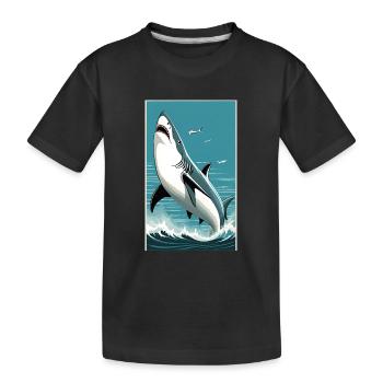 Hai | Weißer Hai | Meerestier | Fisch - Kinder Premium Bio T-Shirt - Schwarz - Vorne