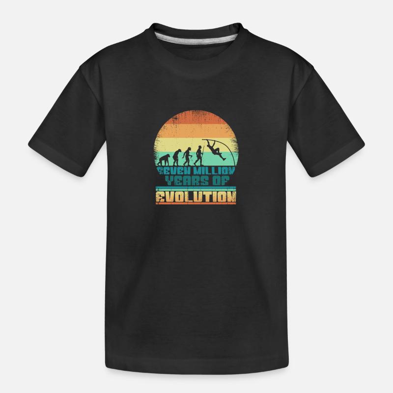 Stabhochsprung Evolution Geschenkidee 005-189 - Kinder Premium Bio T-Shirt - Schwarz