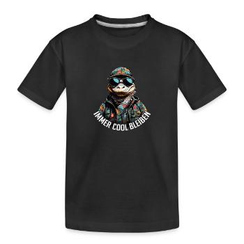 Cool alligator crocodile with sunglasses - Kids' Premium Organic T-Shirt - black - Front