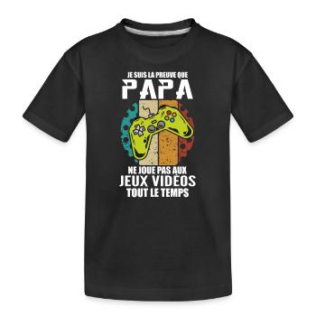 Ein Beweis dafür, dass Papa keine Videospiele spielt - Kinder Premium Bio T-Shirt - Schwarz - Vorne