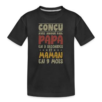 Mit Liebe von Mama und Papa in 9 Monaten entworfen - Kinder Premium Bio T-Shirt - Schwarz - Vorne