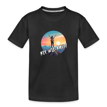 Nix wie raus - in die Natur - auf die Berge. Frau - Kinder Premium Bio T-Shirt - Schwarz - Vorne