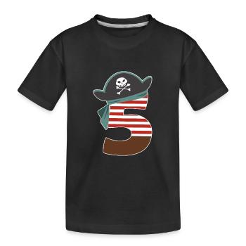 Ich bin Fünf 5 / Pirat Geburtstag Party Geschenk - Kinder Premium Bio T-Shirt - Schwarz - Vorne
