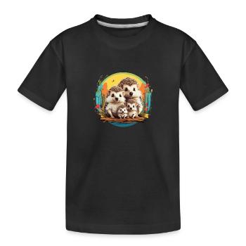 Liebenswerte kleine Igelfamilie Familienband - Kinder Premium Bio T-Shirt - Schwarz - Vorne