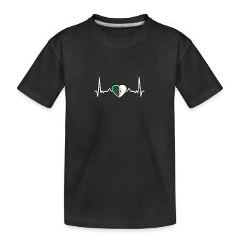 Algerien Herzschlag Algerische Flagge Algerier - Kinder Premium Bio T-Shirt - Schwarz - Vorne