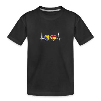 Bosnien Spanien Vintage Herzschlag Flagge Bosnier - Kinder Premium Bio T-Shirt - Schwarz - Vorne