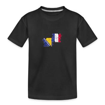 Bosnien Frankreich Vintage Flagge Bosnier - Kinder Premium Bio T-Shirt - Schwarz - Vorne