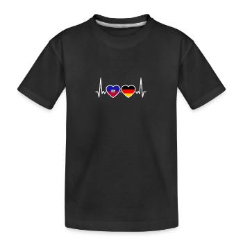 Haiti Germany Heartbeat Flag Haitian - Kids' Premium Organic T-Shirt - black - Front