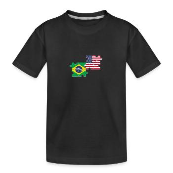 Brazil USA Flag Brazilian - Kids' Premium Organic T-Shirt - black - Front