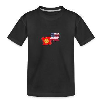 Kirgisistan USA Vintage Flagge Kirgisisch - Kinder Premium Bio T-Shirt - Schwarz - Vorne
