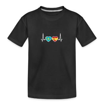 Kazakhstan Espagne Heartbeat Drapeau Kazakhstan - T-shirt bio Premium Enfant - noir - Devant