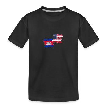 Cambodia USA flag Cambodian - Kids' Premium Organic T-Shirt - black - Front