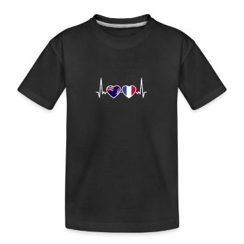 Cayman Islands Frankreich Herzschlag Flagge - Kinder Premium Bio T-Shirt - Schwarz - Vorne