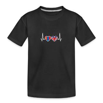 Mongolie Drapeau de battement de cœur britannique Mongol britannique - T-shirt bio Premium Enfant - noir - Devant