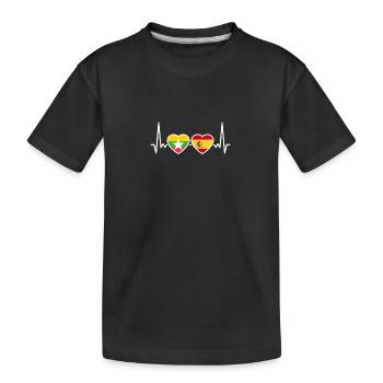Myanmar Spain heartbeat flag Myanmare - Kids' Premium Organic T-Shirt - black - Front