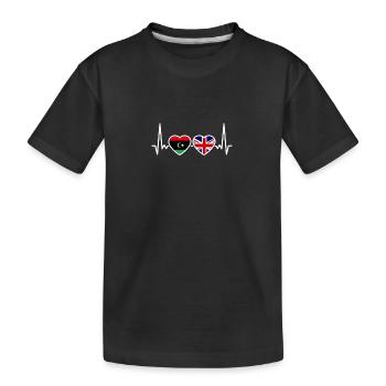 Libye Royaume-Uni Heartbeat Flag Britannique libyen - T-shirt bio Premium Enfant - noir - Devant