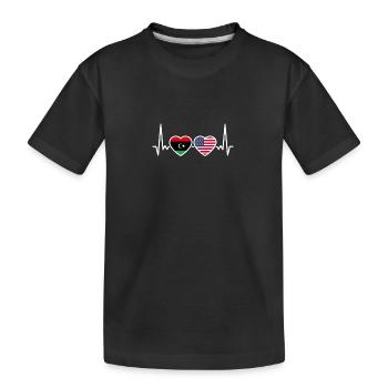 Libye États-Unis Heartbeat Flag Américain Libyen - T-shirt bio Premium Enfant - noir - Devant