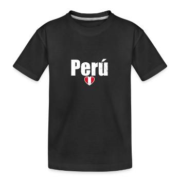 Perú Heart Vintage Peruvian Flag Peruvian - Kids' Premium Organic T-Shirt - black - Front