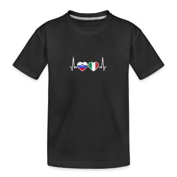 Slowenien Italien Vintage Herzschlag Flagge - Kinder Premium Bio T-Shirt - Schwarz - Vorne
