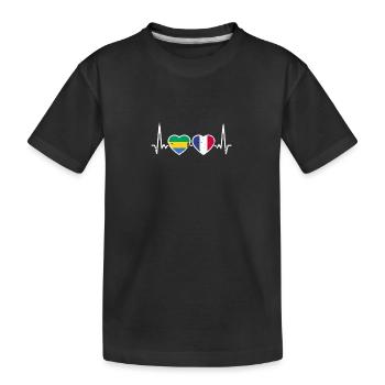Gabon France Vintage Heartbeat Flag Gabonese - Kids' Premium Organic T-Shirt - black - Front
