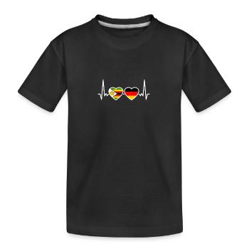 Simbabwe Deutschland Herzschlag Flagge Simbabwer - Kinder Premium Bio T-Shirt - Schwarz - Vorne