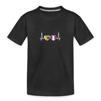 Simbabwe Frankreich Herzschlag Flagge Simbabwer - Kinder Premium Bio T-Shirt - Schwarz - Vorne