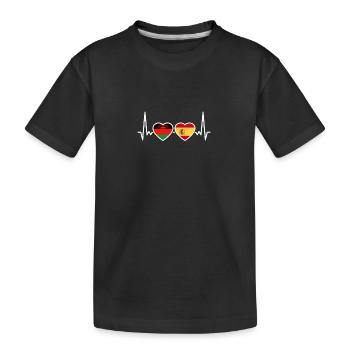 Malawi Spain Heartbeat Flag Spanish Malawian - Kids' Premium Organic T-Shirt - black - Front