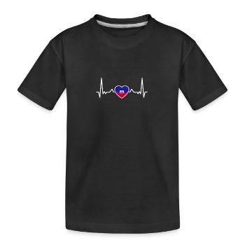 Haiti Heartbeat Haitian Flag Haitian - Kids' Premium Organic T-Shirt - black - Front