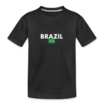 Brazil Brazil Brazilian Flag - Kids' Premium Organic T-Shirt - black - Front