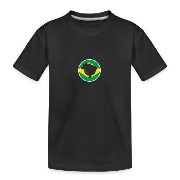 Brazil Map Brazilian Flag - Kids' Premium Organic T-Shirt - black - Front