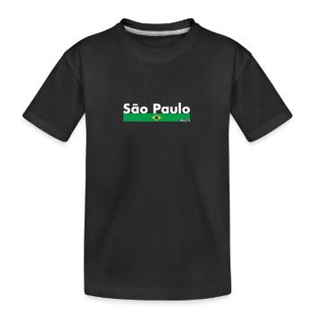 São Paulo Brazil Brasilien Brasilianische Flagge - Kinder Premium Bio T-Shirt - Schwarz - Vorne