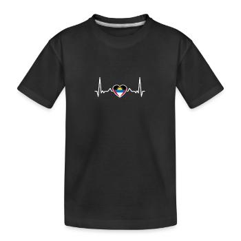 Antigua Barbuda Heartbeat Antiguan Flag - Kids' Premium Organic T-Shirt - black - Front