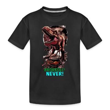 Dino BBQ Broccoli Grilling - Kids' Premium Organic T-Shirt - black - Front