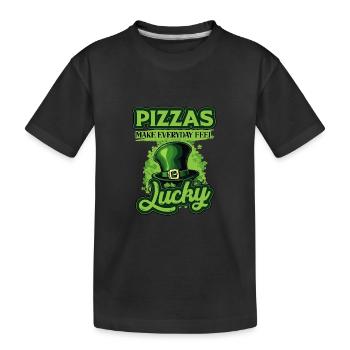 Les pizzas donnent l’impression que tous les jours ont de la chance pour la Saint-Patrick - T-shirt bio Premium Enfant - noir - Devant