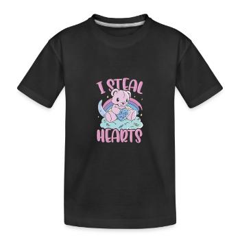 Hug Me - I Steal Hearts - Kinder Premium Bio T-Shirt - Schwarz - Vorne