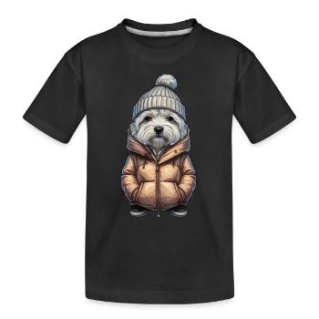 Tenue d’hiver pour chien maltais - T-shirt bio Premium Enfant - noir - Devant