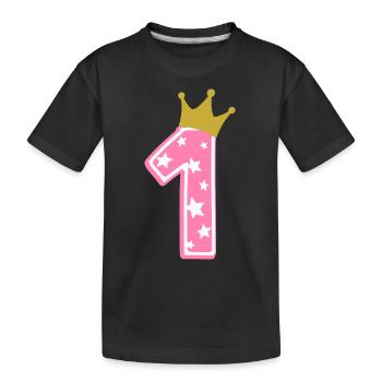 1 couronne 1er anniversaire 1 an - T-shirt bio Premium Enfant - noir - Devant