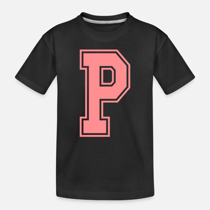 Buchstabe P - Kinder Premium Bio T-Shirt - Schwarz