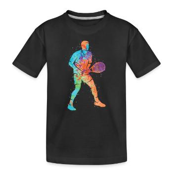 Tennisspieler Bunt Tennistrainer Jungen Tennis - Kinder Premium Bio T-Shirt - Schwarz - Vorne