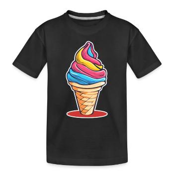 Eiscreme Regenbogen - Kinder Premium Bio T-Shirt - Schwarz - Vorne