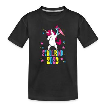 Licorne 2023 Licorne Premier jour d’inscription à l’école - T-shirt bio Premium Enfant - noir - Devant