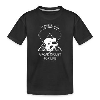 Rennrad - Kinder Premium Bio T-Shirt - Schwarz - Vorne