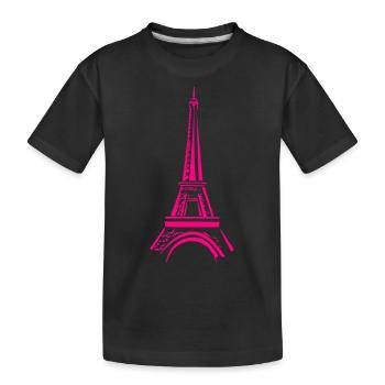 Rosa Eiffelturm - Kinder Premium Bio T-Shirt - Schwarz - Vorne