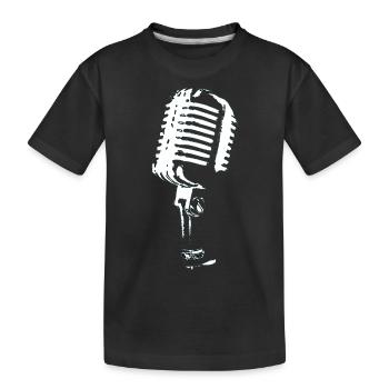 microphone black and white music - Kids' Premium Organic T-Shirt - black - Front
