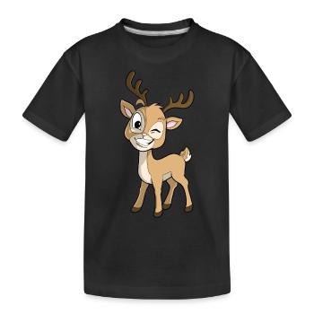 Reh Hirsch Rotwild Rentier - Kinder Premium Bio T-Shirt - Schwarz - Vorne