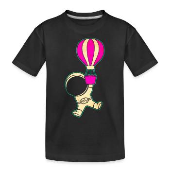 Astronaut Hot Air Balloon Spaceman - Kids' Premium Organic T-Shirt - black - Front