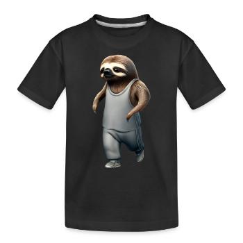Jogging Faultier Anfänger Sport - Kinder Premium Bio T-Shirt - Schwarz - Vorne