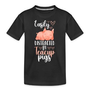Teacup Schweinchen Ringelschwanz Schweinchen Piggy - Kinder Premium Bio T-Shirt - Schwarz - Vorne