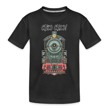 TRAINS - Kids' Premium Organic T-Shirt - black - Front