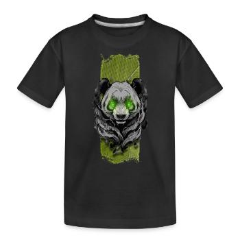 Tranquil Jade: Sanfter grünäugiger Panda - Kinder Premium Bio T-Shirt - Schwarz - Vorne